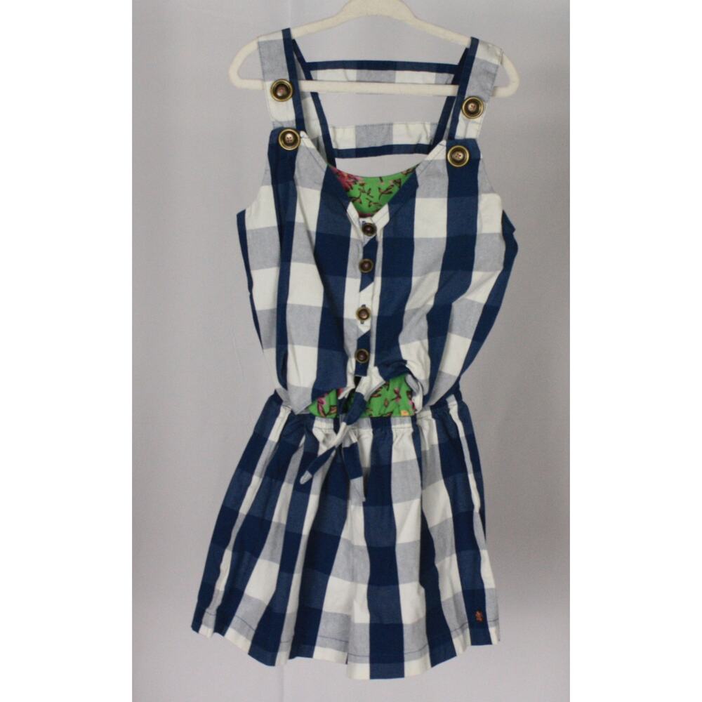 Matilda Jane Blue White Stripe Romper Girls Size 8 Floral Trim